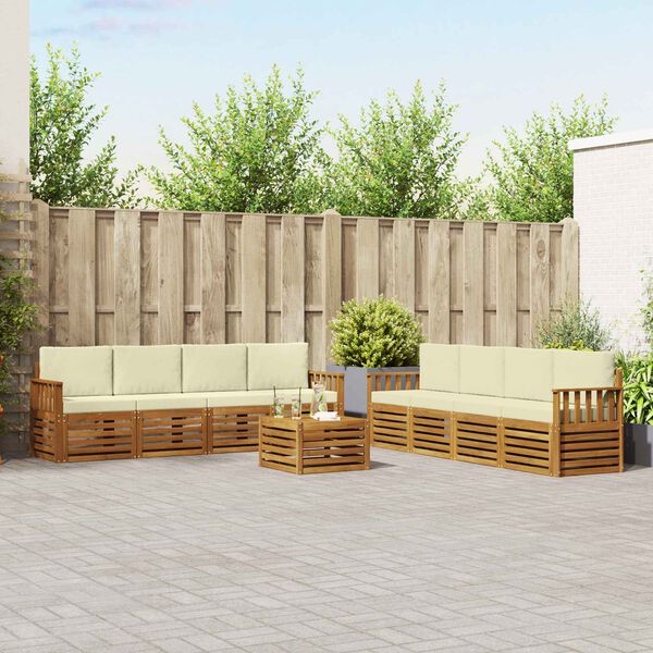 vidaXL Sofa-Sets 9 pcs Natuurlijk en Cr&egrave;me Massief Acaciahout