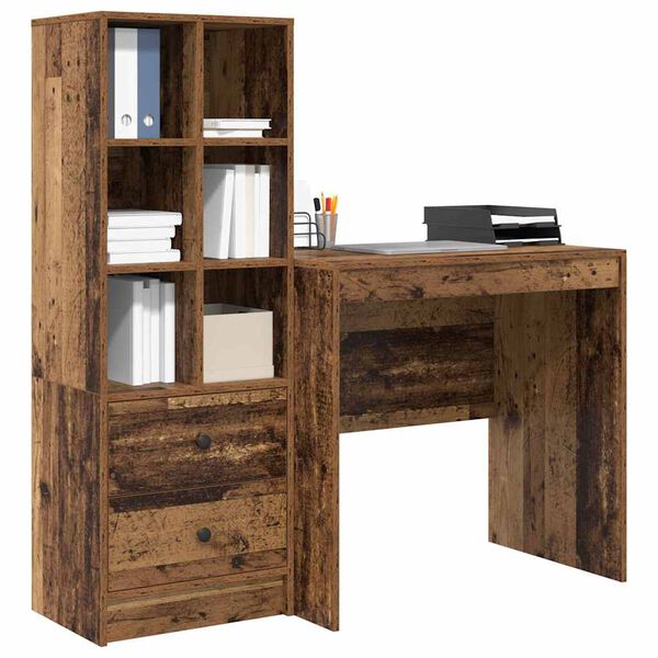 vidaXL Bureau met lade 2 pcs Oudhout