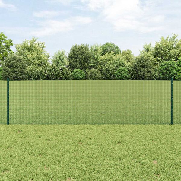 vidaXL Hek met Paal Groen 0,6 x 100 m Staal en PVC