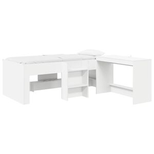 vidaXL Hoge Bed Frame met Bureau voor Kinderen 2 st Wit Bewerkt hout