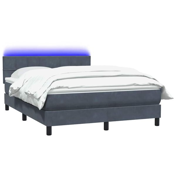 vidaXL Boxspring met matras en LED fluweel donkergrijs 160x210 cm