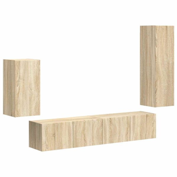vidaXL Tv-meubelset Wandgemonteerd 4 pcs Sonoma Eiken Bewerkt hout