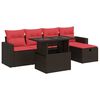 vidaXL 6-delige Loungeset met kussens poly rattan acacia bruin