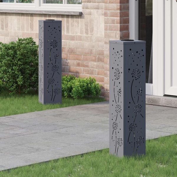 vidaXL Solar LED Pad Licht 2 pcs Antraciet Koudgewalst staal