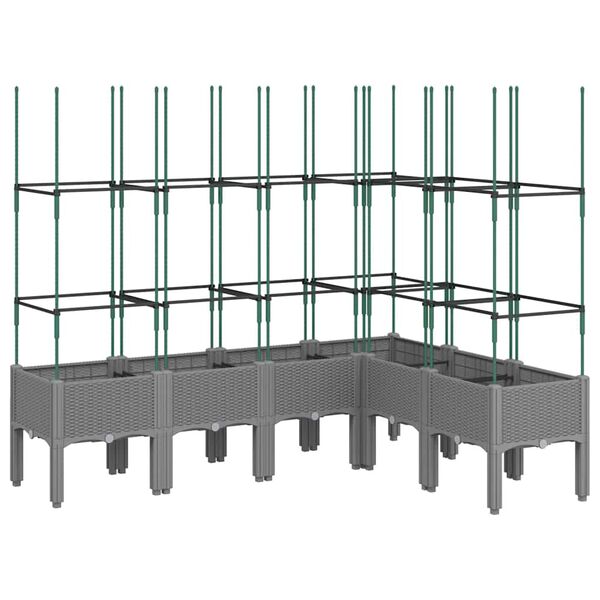 vidaXL Plantenbak met latwerk 160x120x142,5 cm polypropeen lichtgrijs