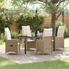 vidaXL Tuin eettafelset met kussen 5 pcs Beige poly rattan