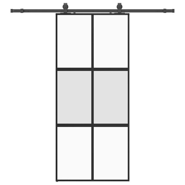 vidaXL Schuifdeur met beslagset 90x205 cm gehard glas zwart