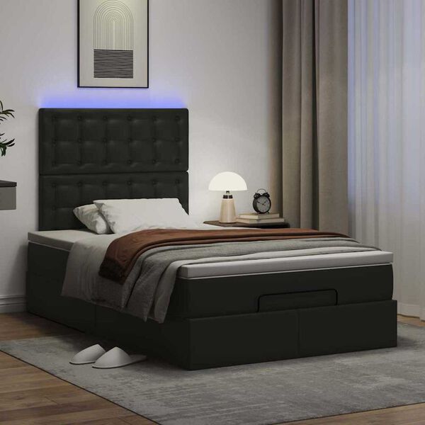 vidaXL Ottoman bed met matras en LED's 120x190 cm kunstleer zwart