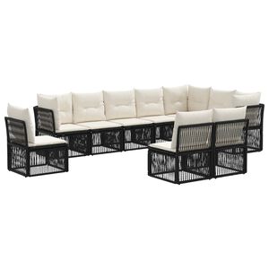 vidaXL Tuinbankenset 10 st Zwart poly rattan