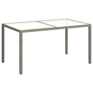 vidaXL Tuintafel 150x90x75 cm gehard glas en poly rattan grijs