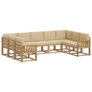 vidaXL Buiten bankenset 9 st 9-zits Wit en Beige