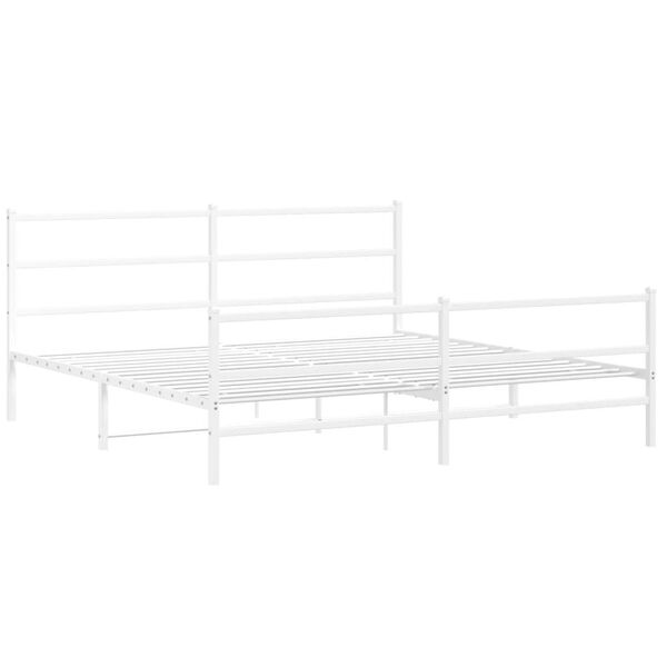 vidaXL Bedframe met hoofd- en voeteneinde metaal wit 183x213 cm