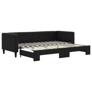 vidaXL Slaapbank met onderschuifbed 80x200 cm stof zwart