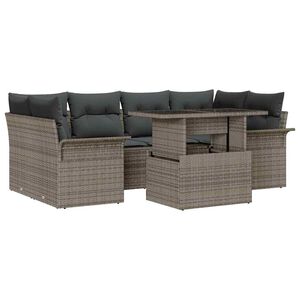 vidaXL Tuin Sofa Set met kussen 7 pcs Grijs Poly riet