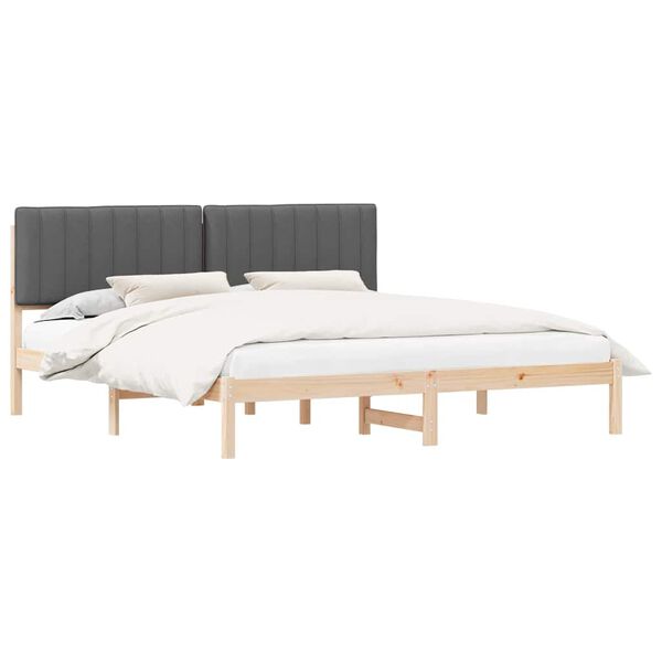 vidaXL Bedframe met Gevoerd Hoofdgedeelte Donkergrijs 180 x 200 cm