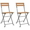 vidaXL Opklapbare stoelen, 2 stuks, massief teakhout en staal