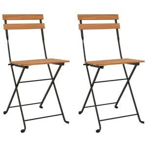 vidaXL Opklapbare stoelen, 2 stuks, massief teakhout en staal