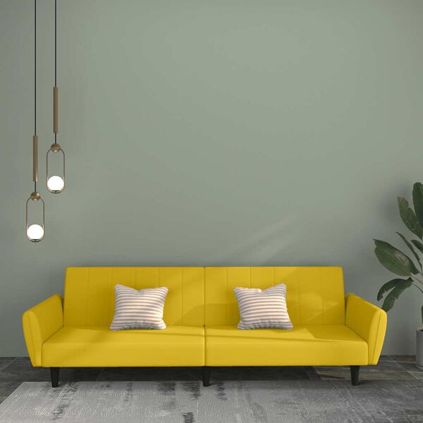 vidaXL Slaapbank 2-zits fluweel geel