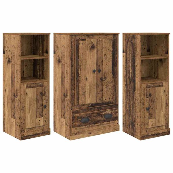 vidaXL Hoge kast met lade 3 pcs Oud Hout Bewerkt hout