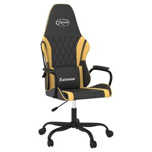 vidaXL Massage gamestoel kunstleer zwart en goudkleurig
