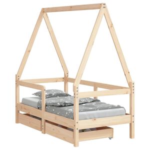 vidaXL Kinderbedframe met lades 70x140 cm massief grenenhout