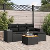 vidaXL 5-delige Loungeset met kussens poly rattan zwart