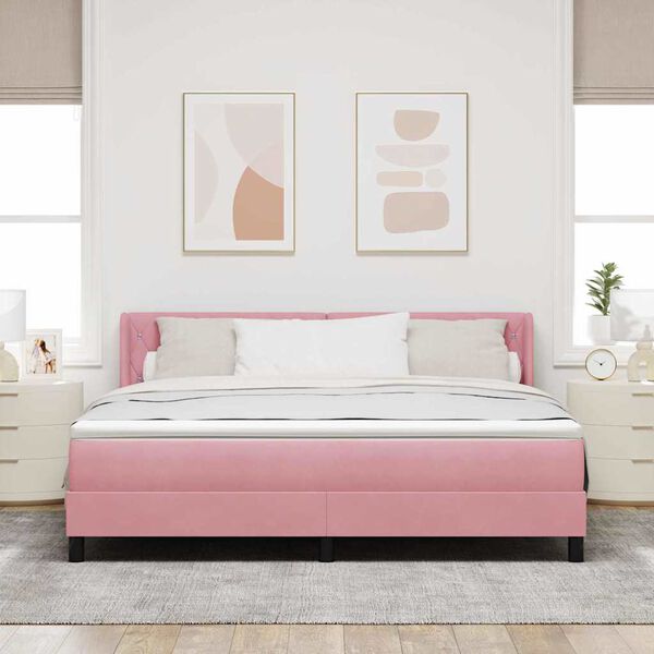 vidaXL Boxspringbed met matras Roze 200 x 180 cm Fluweel