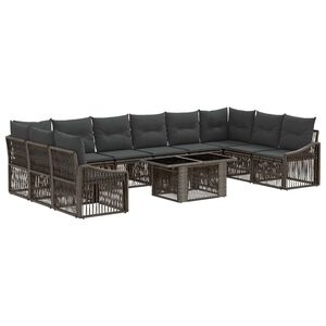 vidaXL Tuinbankenset 11 st Grijs en Donkergrijs poly rattan