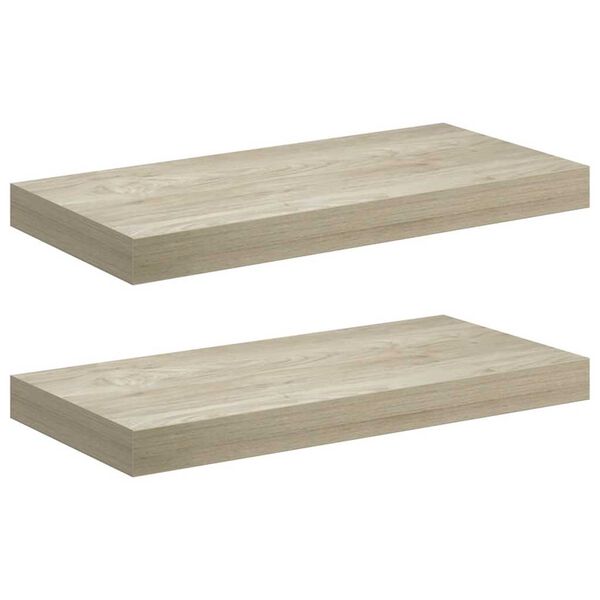 vidaXL Wandschappen zwevend 2 st 50x23x3,8 cm MDF eikenkleurig