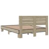 vidaXL Bedframe bewerkt hout metaal sonoma eikenkleurig 135x190 cm