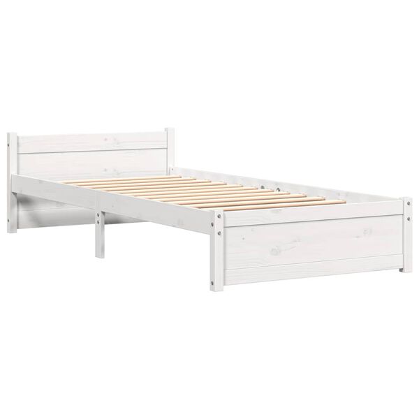 vidaXL Bedframe massief hout wit 75x190 cm