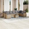 vidaXL 11-delige Tuinset met kussens poly rattan beige
