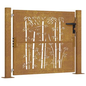 vidaXL Poort met bamboe-ontwerp 100x75 cm cortenstaal
