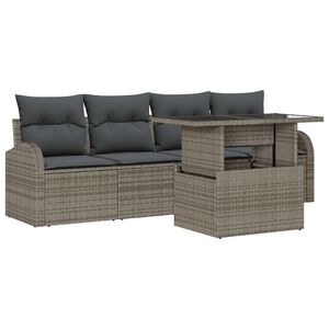 vidaXL Tuin Sofa Set met kussen 5 pcs Grijs Poly riet