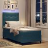 vidaXL LED Box Spring Bed met matras Donkerblauw 90 x 200 cm Stof