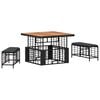 vidaXL Tuin eettafelset 3 pcs Zwart en Grijs Poly Riet en Acaciahout