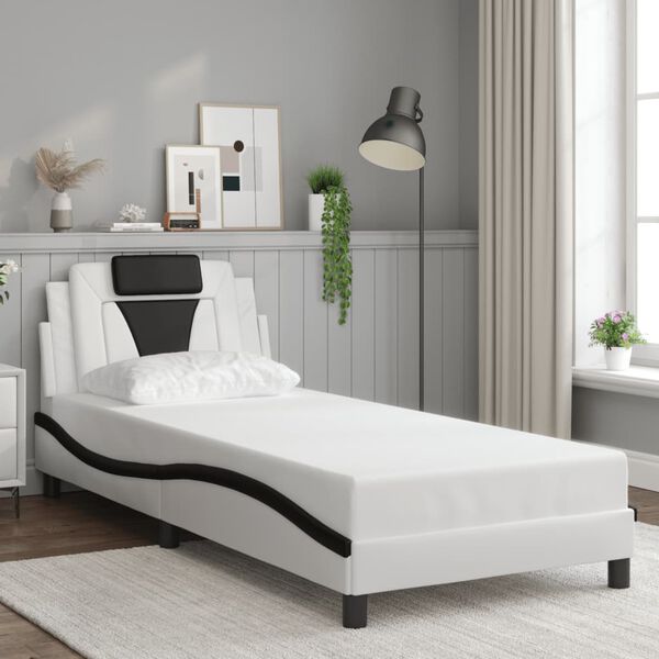 vidaXL Bedframe "Viana" met LED zonder matras wit en zwart 80x200 cm
