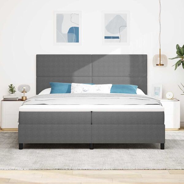 vidaXL Boxspringbed Lichtgrijs en wit. 200 x 200 cm Katoen Stof