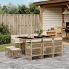 vidaXL 11-delige Tuinset met kussens poly rattan beige