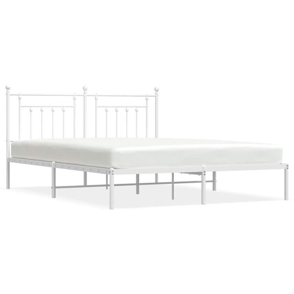 vidaXL Bedframe met hoofdbord metaal wit 183x213 cm