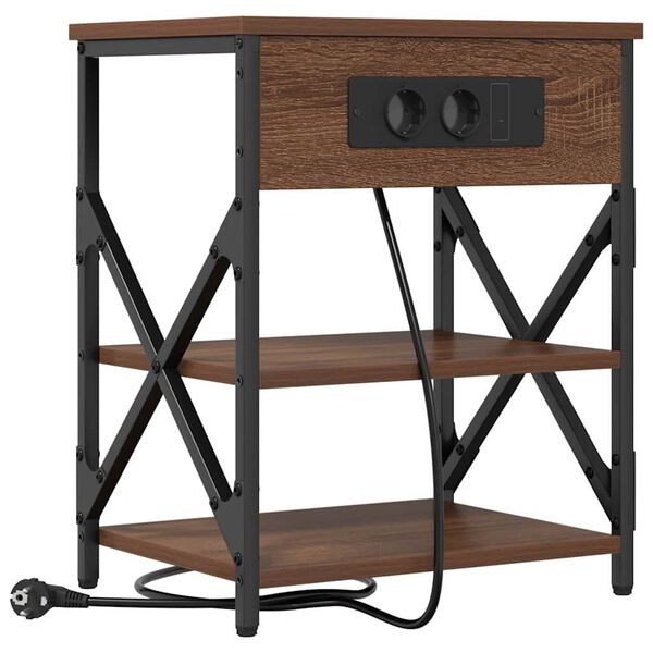 vidaXL Nachtkastje met plank Bruin Eiken 41 x 31 x 51 cm Bewerkt hout