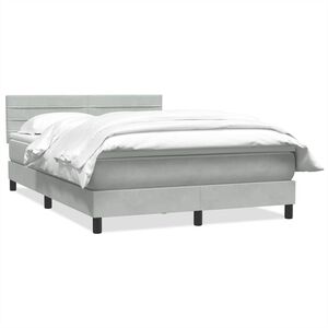 vidaXL Boxspring met matras fluweel lichtgrijs 140x210 cm