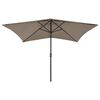 vidaXL Parasol met LED's en stalen paal 2x3 m taupe