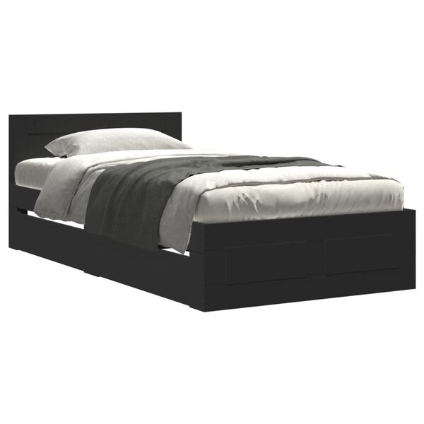 vidaXL Bedframe met hoofdeinde zonder matras 100x200 cm zwart