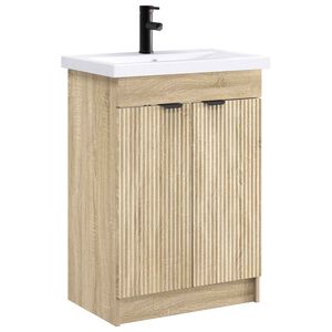 vidaXL Badkamermeubelset Sonoma Eiken 78,5 x 37,5 x 81 cm Bewerkt hout