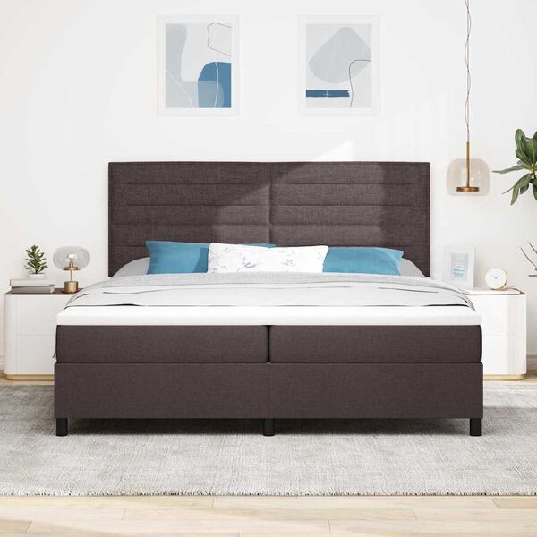 vidaXL Boxspring bed met matras met LED Donkerbruin 200 x 200 cm Stof