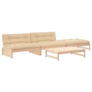 vidaXL 4-delige Loungeset met kussens massief hout