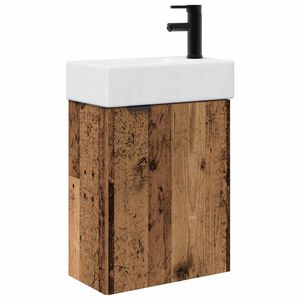 vidaXL Badkamermeubel met kraan Oud hout 45,5 x 22,5 x 84 cm