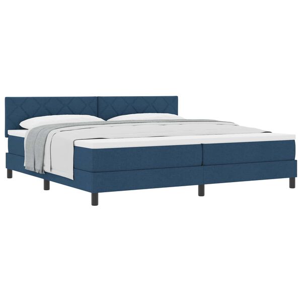 vidaXL Boxspringbed met matras met hoofdeinde Blauw 200 x 200 cm Stof