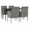 vidaXL 5-delige Tuinset poly rattan en staal grijs en zwart